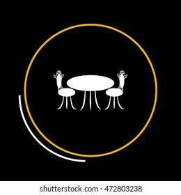 Cafe furniture icon. Table and chairs icon