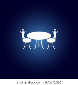 Cafe furniture icon. Table and chairs icon