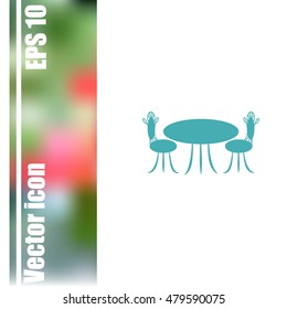 Cafe furniture icon. Table and chairs icon