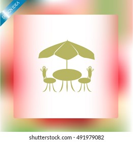 Cafe furniture icon. Table and chairs icon