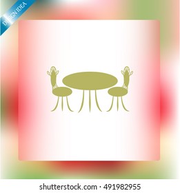 Cafe furniture icon. Table and chairs icon