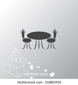 Cafe furniture icon. Table and chairs icon