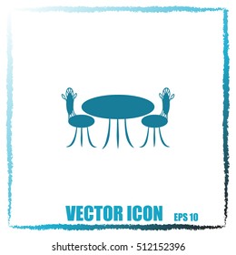 Cafe furniture icon. Table and chairs icon