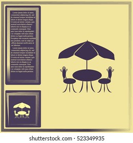 Cafe furniture icon. Table and chairs icon