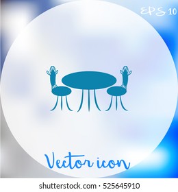 Cafe furniture icon. Table and chairs icon