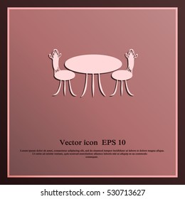 Cafe furniture icon. Table and chairs icon