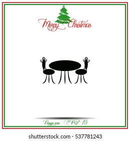 Cafe furniture icon. Table and chairs icon