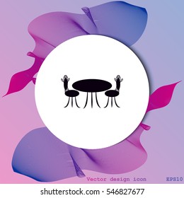 Cafe furniture icon. Table and chairs icon