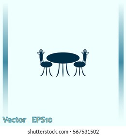 Cafe furniture icon. Table and chairs icon