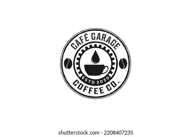 Cafe garage logo design canteen coffee bean bug smoke icon symbol rounded shape