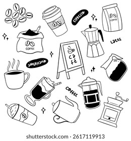Cafe Hand Drawn Doodle Set