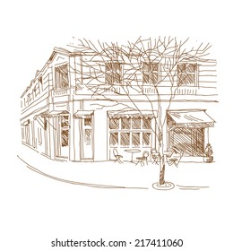 Cafe hand drawn, vector illustration