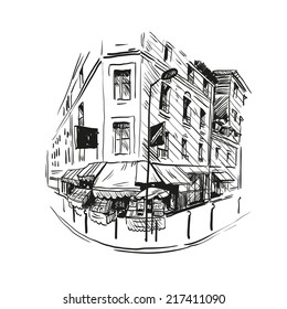 Cafe hand drawn, vector illustration