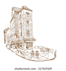 Cafe hand drawn, vector illustration