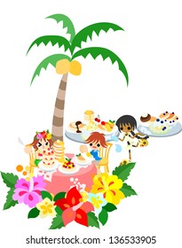 The cafe of the Hawaiian pancake that hibiscuses and bloom. Let's eat various pancakes!