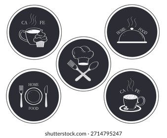 Cafe Hausmannskost oder Chef Logo Design Konzept. Food Cooking Logo Vektor. Vorlagen für Kochlogos und Poster.