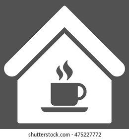Cafe House icon. Vector style is flat iconic symbol, white color, gray background.