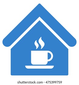 Cafe House icon. Vector style is flat iconic symbol, cobalt color, white background.