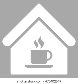 Cafe House icon. Vector style is flat iconic symbol, white color, silver background.