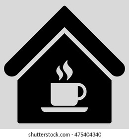 Cafe House icon. Vector style is flat iconic symbol, black color, light gray background.