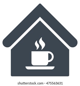 Cafe House icon. Vector style is flat iconic symbol, smooth blue color, white background.