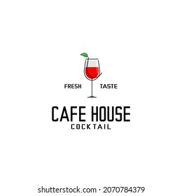 cafe house logo illustration vector, glass of wine vector