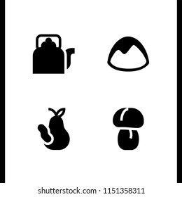 cafe icon. 4 cafe set with logo, tea and food and restaurant vector icons for web and mobile app
