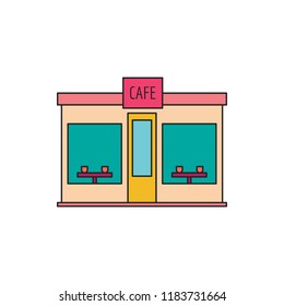 Cafe icon. Cartoon cafe vector icon for web design isolated on white background
