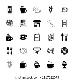 Cafe icon. collection of 25 cafe filled and outline icons such as coffee, tea, ice cream ball, cup, store, vending machine, crab. editable cafe icons for web and mobile.