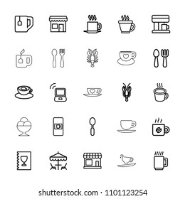Cafe icon. collection of 25 cafe outline icons such as vending machine, store, crab, fork and spoon, coffee, tea cup, spoon. editable cafe icons for web and mobile.