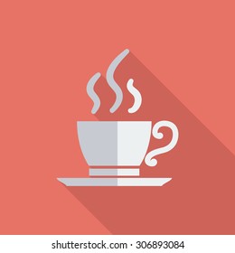 Cafe icon. Flat vector related icon with long shadow for web and mobile applications. It can be used as - logo, pictogram, icon, infographic element. Vector Illustration.