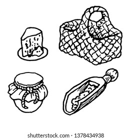 Cafe icon illustration isolated graphic vector ink hand made