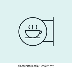 Cafe icon line isolated on clean background. Coffeehouse concept drawing icon line in modern style. Vector illustration for your web site mobile logo app UI design.