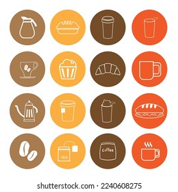 The cafe icon for menu or hot drink and food concept