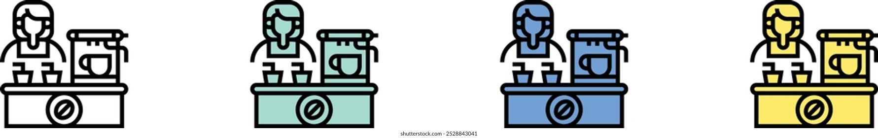 cafe icon. Outline, Green, Blue and Yellow Style Design Isolated On White Background