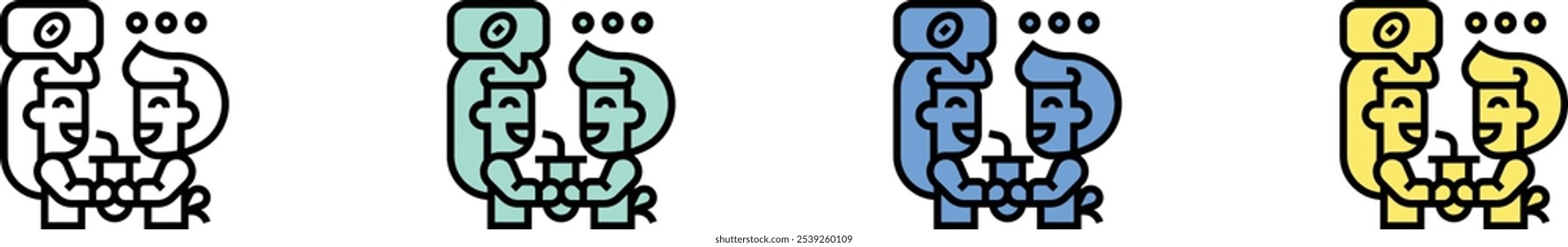 cafe icon. Outline, Green, Blue and Yellow Style Design Isolated On White Background