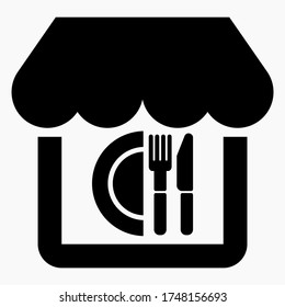 Cafe icon. The room of the restaurant. The diner. Grocery supermarket. Vector icon.