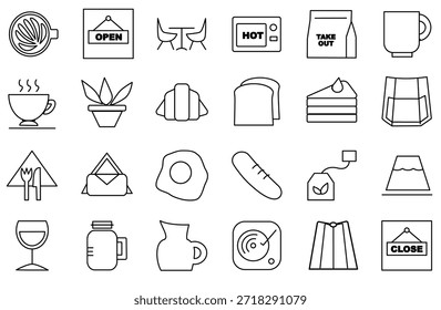 Conjunto de iconos de cafetería para cafetería y Vector de diseño de menú