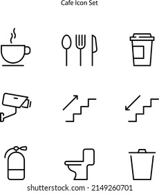 cafe icon set isolated on white background. cafe icon thin line outline linear cafe symbol for logo, web, app, UI. cafe icon simple sign.