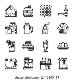 Conjunto de iconos de café aislado en blanco