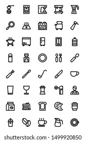 Cafe Icon Set in Line Style. Included icons such as Coffee Machine, Coffee, Barista and more. Pixel perfect and scalable icons.