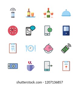 cafe icon set. vector set about wine, muffin, restaurant and tray icons set.