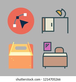 cafe icon set. vector set about desk, vector and takeaway icons set.