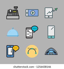 cafe icon set. vector set about cash register, smartphone, tent and vector icons set.