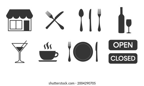 Cafe Icon Set. Vector isolated illustration of cafe related icons