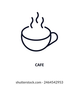 cafe icon. Thin line cafe icon from museum and exhibition collection. Outline vector isolated on white background. Editable cafe symbol can be used web and mobile