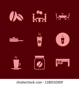 cafe icon. cafe vector icons set latte cup, pan, dining table restaurant and coffee beans