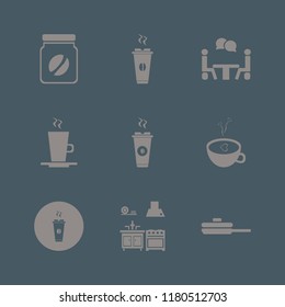 cafe icon. cafe vector icons set kitchen, pan, latte cup and hot coffee