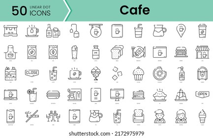 cafe Icons bundle. Linear dot style Icons. Vector illustration