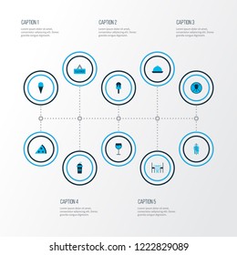 Cafe icons colored set with ice cream, closed, wineglass and other ice cream elements. Isolated vector illustration cafe icons.